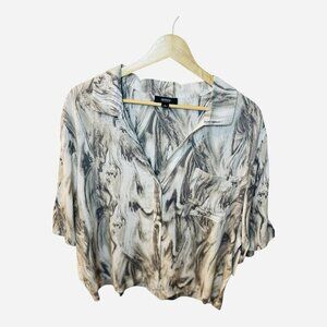 Alfani Intimates Women’s Pajama Top Size XL Grey Marble Short Sleeve NWT